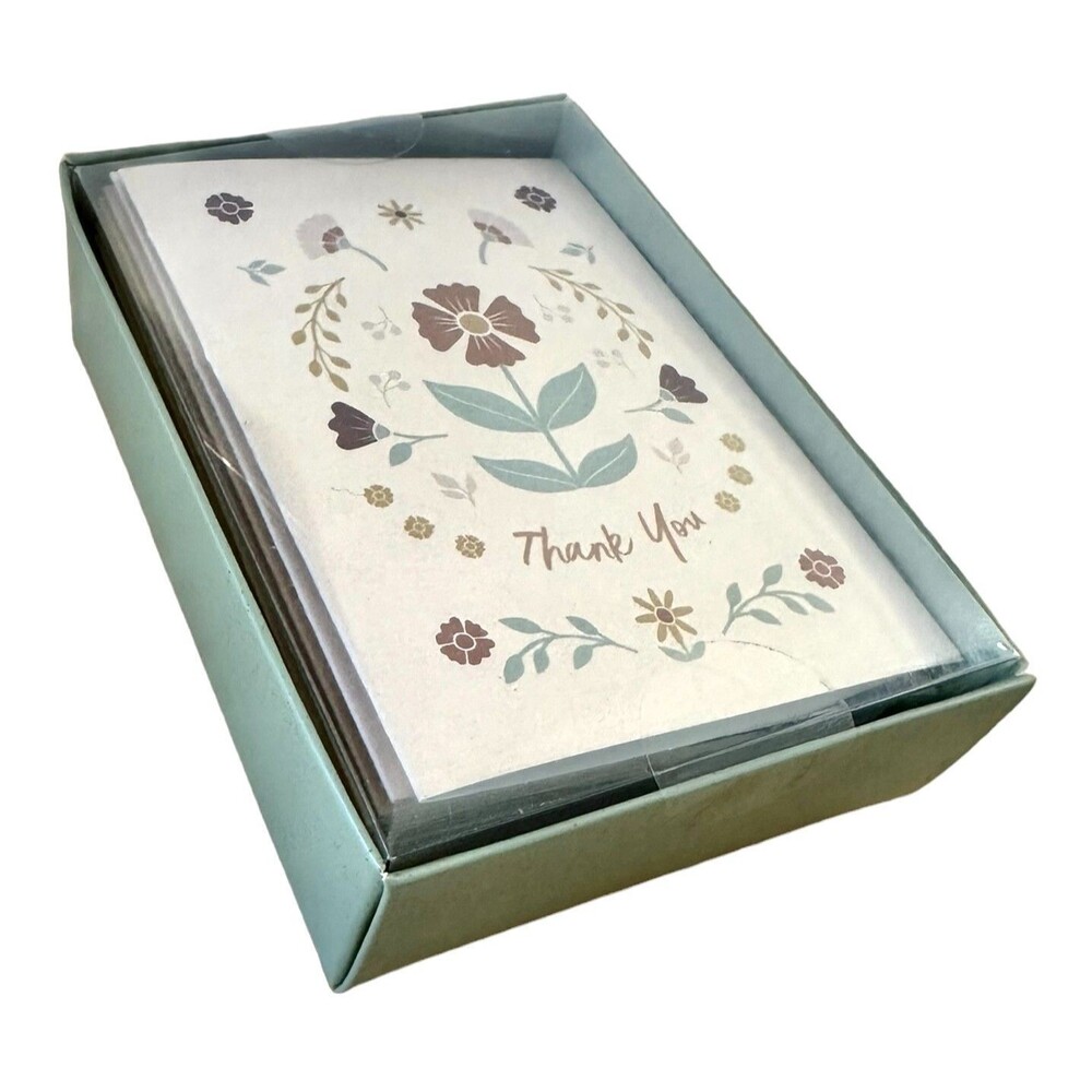Set of 12 Floral Printed Thank You Note Cards With Envelopes 3.5" x 5"